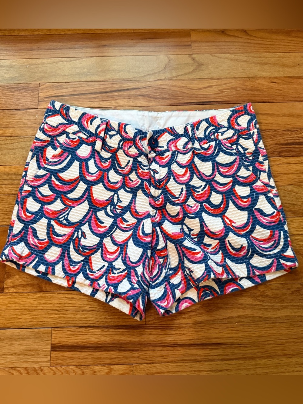 Lilly Pulitzer White Navy and Pink Patterned Summer Shorts